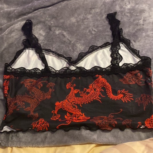 Red and black Dragon print top from shein. - Picture 3 of 3